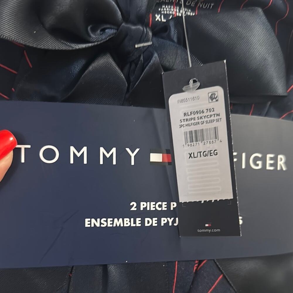 NWT Tommy Hilfiger Navy Striped Pajama Set - Picture 2 of 4